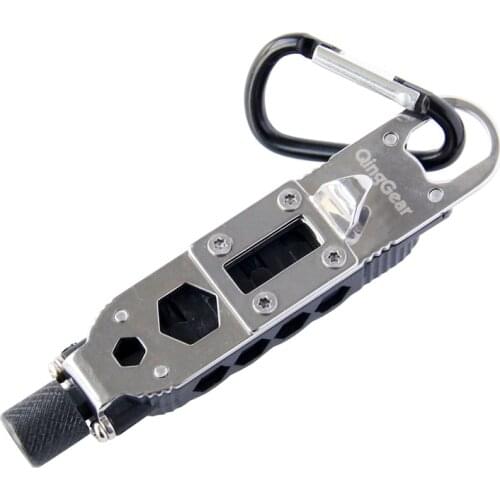 QingGear Driver Compact Pocket Tool Multi Tool Screwdriver Hex Bit Carrier Bottle Opener LED Flashlight Carabiner Angle Driver