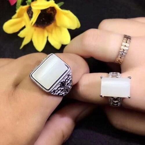 Couple Rings Set Natural Hetian Jade Lovers Ring Free shipping Finger ring Natural real l Hetian Jade Ja 925 sterling silver