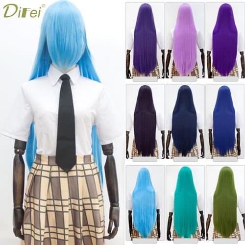 DIFEI Synthetic 100CM Cosplay Anime Wigs Blonde Black ,Blue Hair For Party Long Straight Cosplay Wigs For Wome
