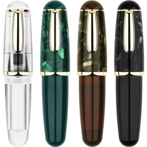 MoJiang Q1 Fountain Pen Resin Short Pocket Pen Transparent Portable Ink Pen Iridium EF/F Nib Mini Eyedropper Gift Pen with Box