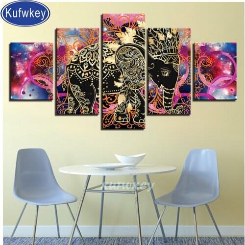 Full square round resin drill 5 pcs diamond painting Indian Elephant diamond embroidery sale diy diamond mosaic puzzle 5d art