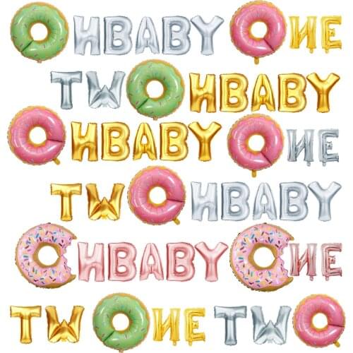 Donut 1 Year Old One Twe Ohbaby Foil Balloon Combination Anniversary Birthday Party Balloon Baby First Birthday Party Decoration