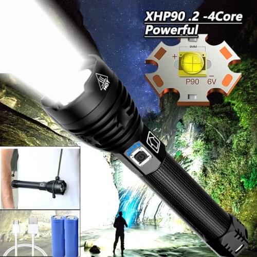 Most Powerful 300000LM LED Flashlight USB Rechargeable Torch XHP90.2 XHP50 XHP70 Hand Lamp 18650/26650 Tactical Flashlights