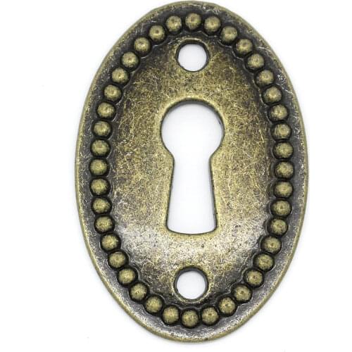 DoreenBeads Oval Shape Keyhole Pattern Hollow Connectors Lock Antique Bronze Color Connectors For Jewelry Making Findings 10PCs