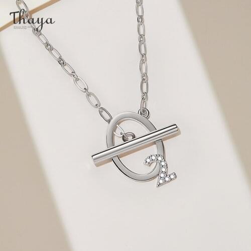 Thaya Fashion Silver Color Chain Oxygen Molecular Silver Zircon Pendant Necklace 45cm For Women accessories 2021