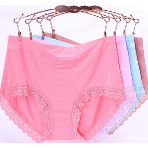 4Pcs/lot ropa interior femenina plus size 5XL pantie Lace sexy lingeries underwears women briefs Modal Soft womens panties