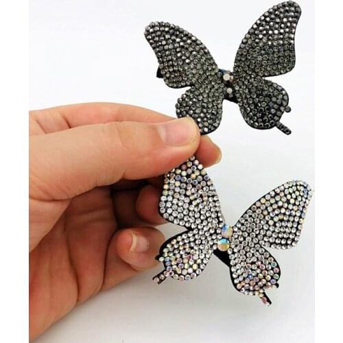 Super Fairy Full Diamond Butterfly Hairpin Simple Side Clip Bangs Clip Hair Card Headdress Duckbill Clip Hair Jewelry