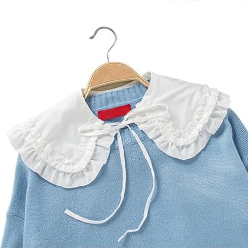 Korean Style Women Decorative Shawl Mini Cape Double Layer Ruffles Necklace Doll Fake Collar Ribbon Bowknot Short Poncho Capelet
