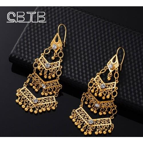 Womens Gold Tassel Hierarchical Personality Fashion Earrings Bohemian Earrings Dangling Earrings Muslim Islamic Jewelry