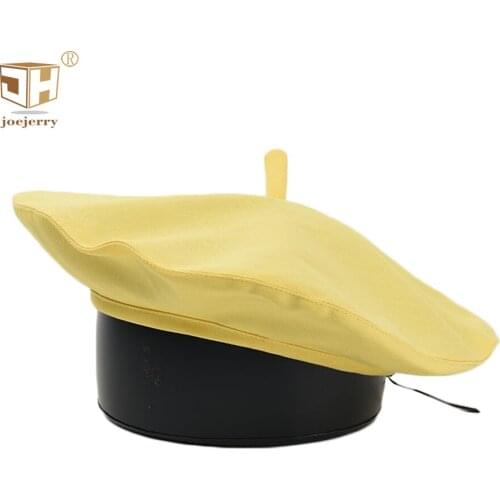 Yellow Big Beret Women Men French Hat Summer Beret Cap Black Flat Painter Hat Vintage Female