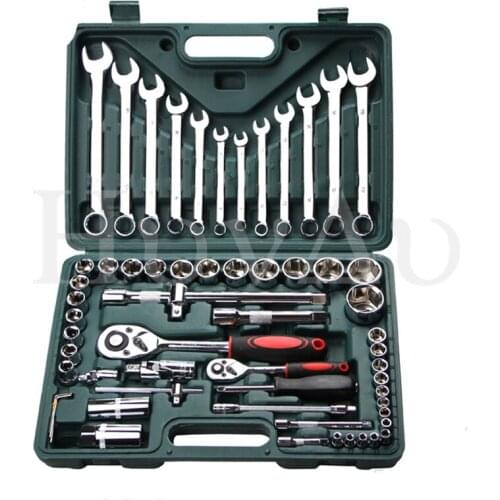 1 set (61) socket wrench repair service tool kit combination set hardware kit ratchet wrench set
