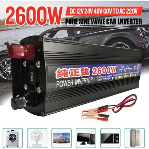 1000W 1600W 2000W 2600W Pure Sine Wave Car Power Inverter DC 12V 24V 48V 60V To AC 220V 50Hz 60Hz Voltage Inverter Converters