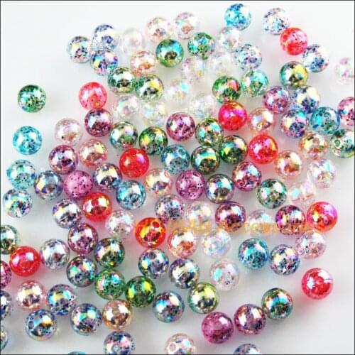 120Pcs Mixed AB Loose Smooth Round Acrylic Plastic Spacer Beads Charms 8mm