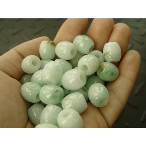 20 Pcs 100% Natural Grade A JADE Jadeite Green 13mm Loose Bead Barrel beads W113 diy