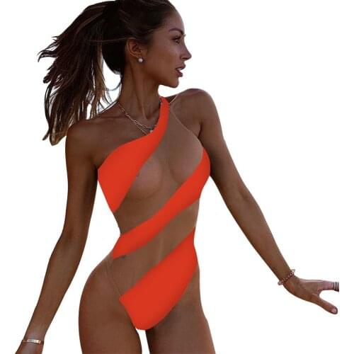 2020 Sexy One Piece Women Swimwear Striped Swimsuit Grenadine Patchwork Bodysuit Beach Bathing Suit Summer Monokini Female Wear