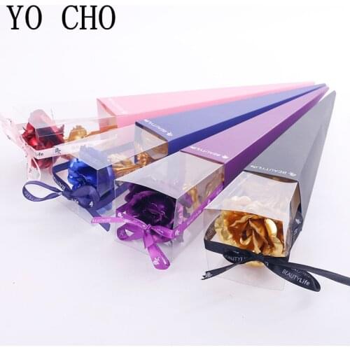 24K Gold Foil Rose Flower Love Base Box For Romantic Valentines Day Flowers Mothers Day Gift Artificial Roses Wedding Flowers