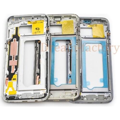 5PCS Middle Frame Housing Bezel Chassis with Side Buttons and Card Tray for Samsung Galaxy S7 G930F S7 edge G935F