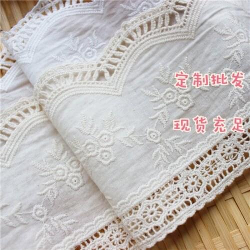 5Yard/lot Water-soluble 3D Flower Lace Trim 10CM Wide Cotton Cloth Lace Fabric Curtain Clothes Dress Stitching Decoration