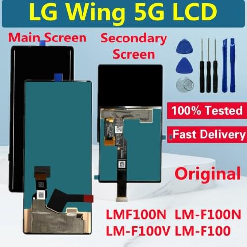 6.8" Original AMOLED For LG Wing 5G LCD Display Touch Screen Digitizer For LG Wing 5G LM-F100 LMF100N LCD Screen Replacement