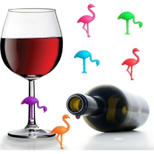 6pcs Creative Flamingo Wine Cup Glass Charm Party Drinking Marker Label Mark Glass Identification Drink Charms Party Supplies
