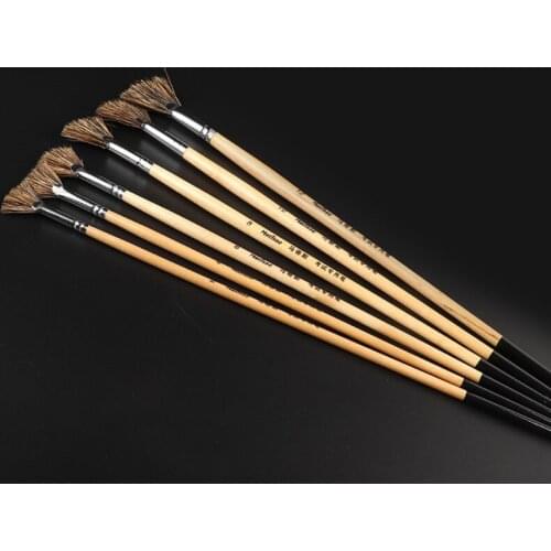 6Pcs Fan Shape Pig Bristle Hair Painting Pen Oil Painting Watercolor Supplies Professional Art Supplies