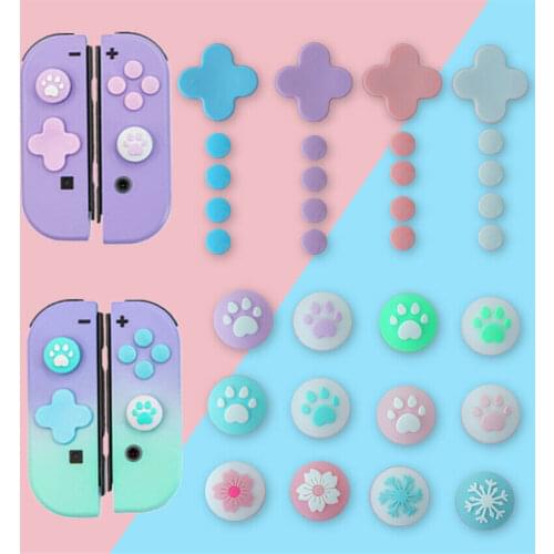 9pcs/set Thumb Grip Cap Cross D-Pad ABXY Direction Key Trigger Button Sticker Cover For Nintendo Switch Joy-con Controller