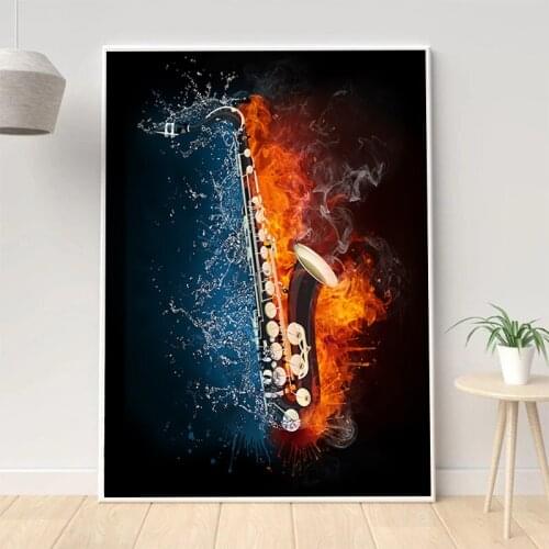 Fire Abstract Music Equipment Canvas Painting Wall Art Posters Prints Wall Pictures for Classroom Dducation Home Wall Cuadros