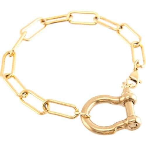 Stainless Steel Basic Handmade U-shaped Tie DIY Bracelet For Women Men Hip Hop Thick Chains bangle Party Jewelry