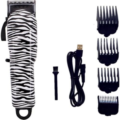 2021 New cordless USB electric hair clipper hair cutting machine zebra pattern decor barber shop professional hair trimmer razor