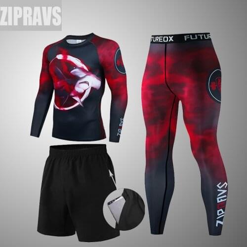 Brand 3-piece combat sports mens compression gym tights sportswear suits training suits shirts workout jogging suits sportswear