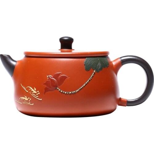Zisha Teapot Yixing Handmade Pot Kung-fu Teaware Purple Clay Drinkware For Puer Green Black Chinese Tea Hand-carved Mud-painted