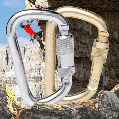 45KN D-shaped Carabiner High Load-bearing Steel Climbing Main Lock for Mountaineering Wear-resistant Durable Safety Buckle