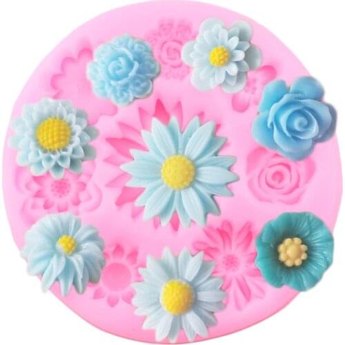 Daisy Rose Poppy Silicone Mold Candy Clay Chocolate Baking Molds DIY Party Flower Cupcake Topper Fondant Cake Decorating Tools