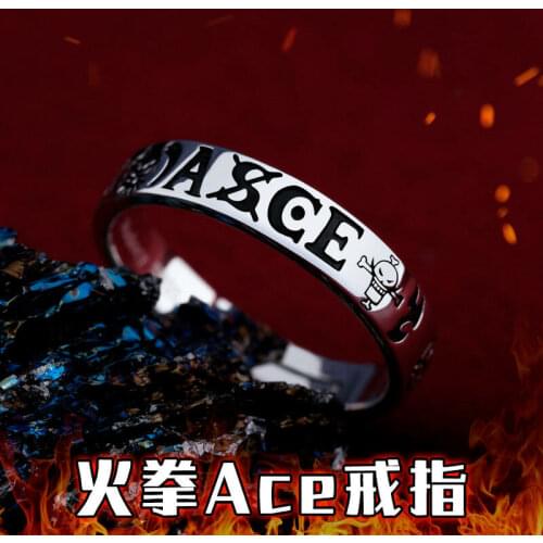 Hot Anime One Piece Portgas D Ace Ring 925 Sliver Cos Gift Adjustable