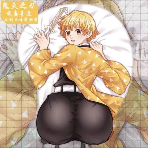 Anime Game Demon Slayer Agatsuma Zenitsu 3D Soft Gel Gaming Mouse Pad Ergonomic Lycra Mousepad With Wrist Support Prop Gifts