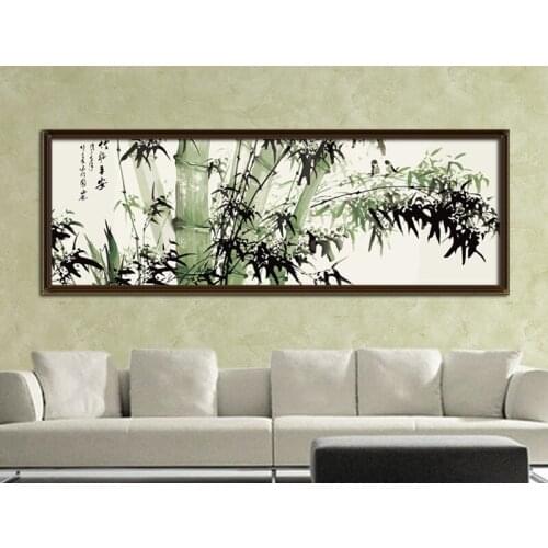 Jaj-001 free shipping Chinese bamboo hand painted modern diy digital oil canvas paintings by numbers for living room wall