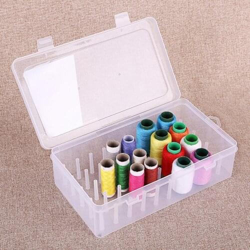 Sewing Threads Box Bobbin Box Plastic Spools Carrying Storage Case Transparent Needle Organizer 42 Axis Sew Craft Containers