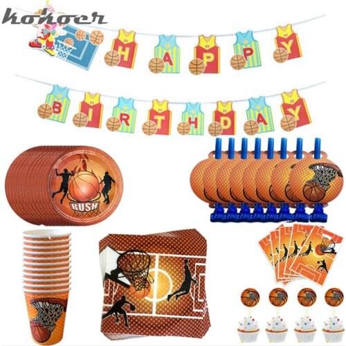 Hot Basketball Party Disposable Birthday Party Set Basketball Plate Table Bula Flag Plate Party Basketball Theme Party Supplies