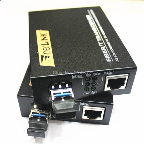Net-Link LC Media Converter 10/100/1000Base-T SFP Media Converter Single Mode LC port 2 Pieces/lot