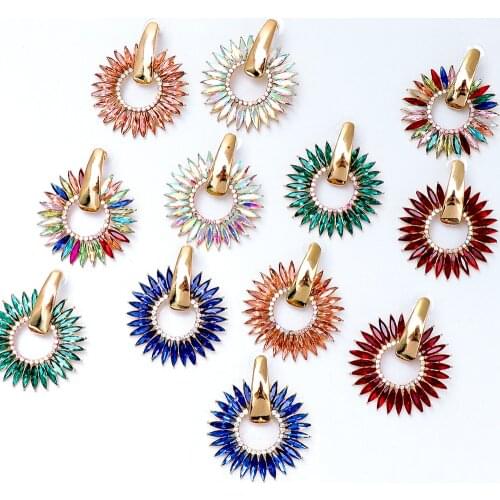 FASHIONSNOOPS Fashion Sunflower Zircon Earrings for Women Colorful Daisy Metal High-end Grace Earring Jewelry Wholesale Gifts