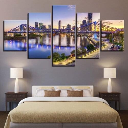 5 Pieces Diamond painting Brisbane Story Bridge Pictures full Diamond Embroidery rhinestone mosaic diamond Cityscape art WW163
