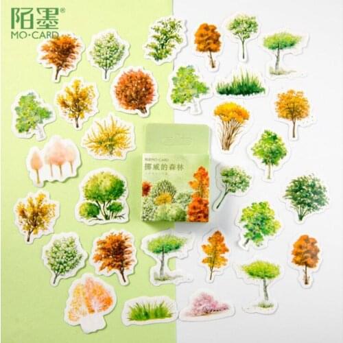 Boxed Stickers Norway Forest Stickers DIY Decorative Diary Stickers Box Packaging Learning Stationery Sealing Stickers 46pcs