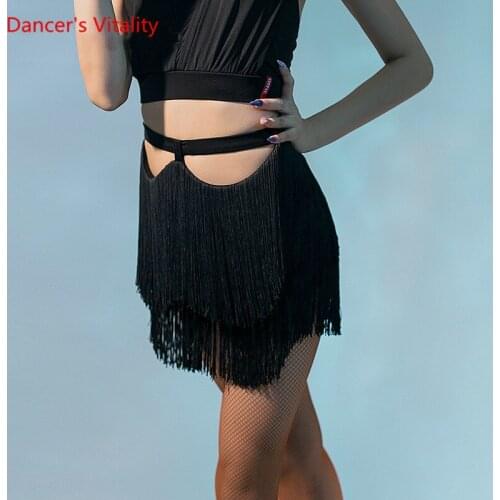 Latin Dancewear female adult fashion tassel half skirt practice clothes competition dancing clothes dance clothing