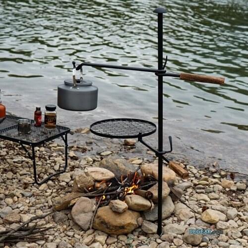 Stand Single Column Type Wrought Iron Grid Runner Camping Picnic Bonfire Cast Steel Barbecue Wire