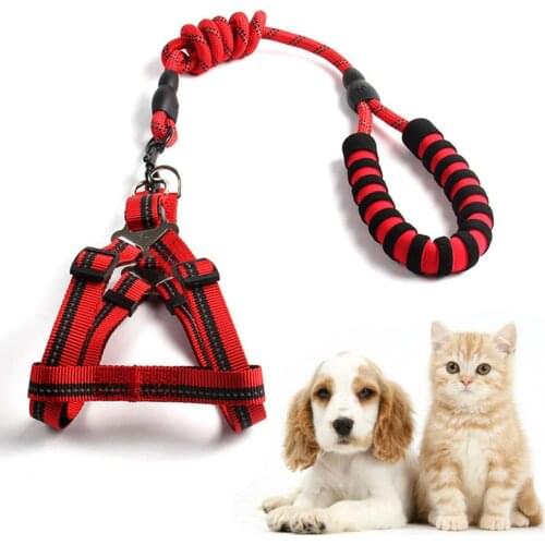 Dog Harness Leash Adjustable Reflective Pet Leash and Harness Set For Dogs Cats Outdoor Walking Traction Rope Dog Accessories
