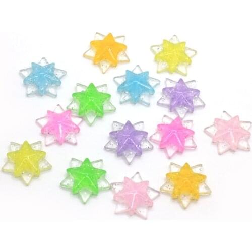 Transparent Mixed Double Star Resin Beads Decoration Crafts Flatback Cabochon Scrapbooking Fit Phone Embellishments