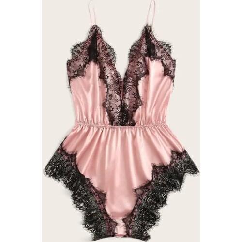 Sexy Womens Large-code Jumpsuit Women Lingerie Dark Green Pink Body Suits