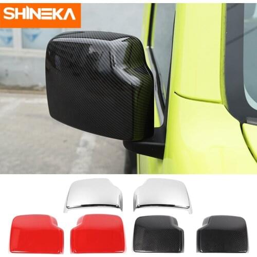 SHINEKA Car Stickers for Suzuki Jimny 2019+ ABS Carbon Fiber Rear Mirror Decal Frame Cover Trim Fit For Suzuki jimny 2019 2020