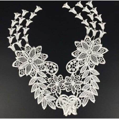 Patches fabric collar Trim Neckline Applique for dress/wedding/shirt/clothing/DIY/craft/Sewing flower Floral lace bell tassel