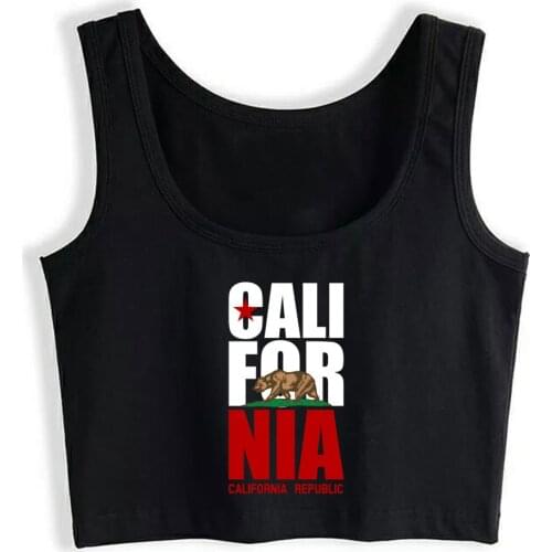 Crop Top Female California - Sacramento Los Angeles San Francisco Basic White Cotton Tank Top Women